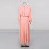 Round Neck Long Sleeve Loose Pleated Solid Color Dress